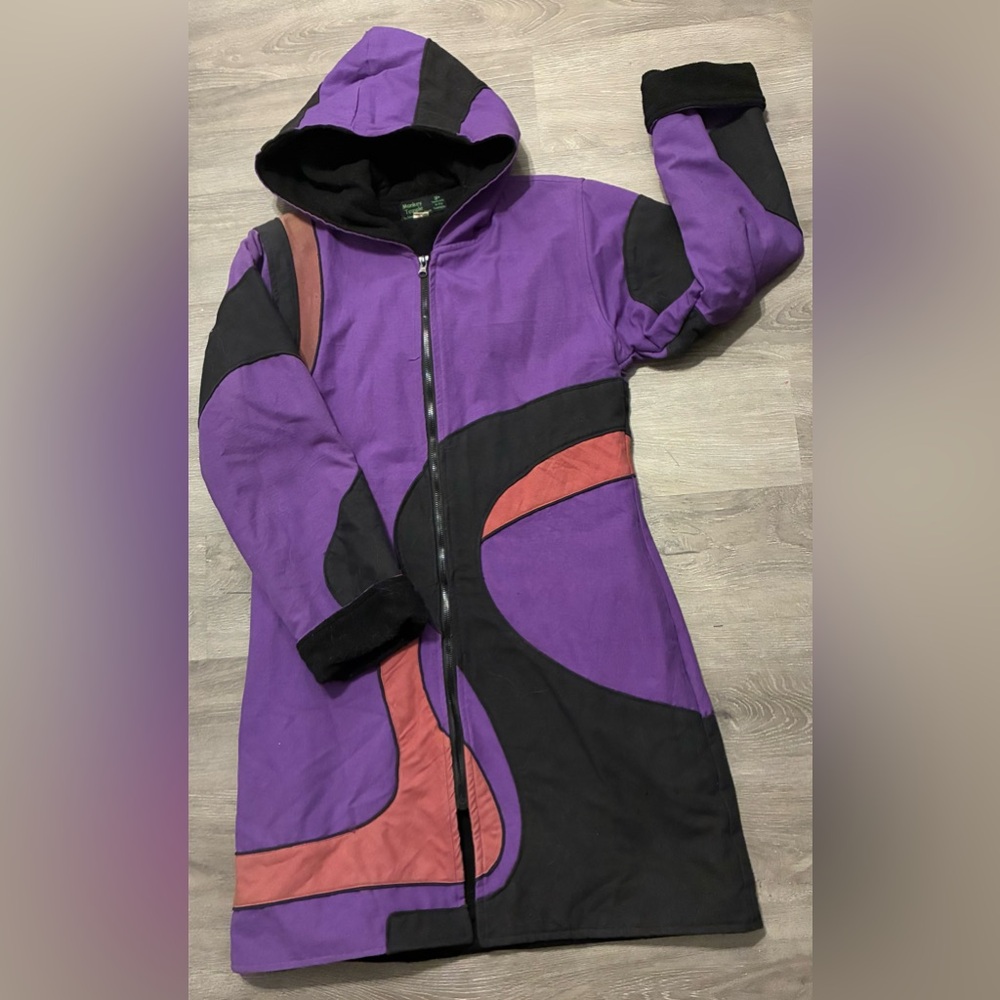 Purple and Black Women's Hooded Jacket